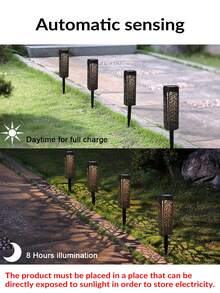 1入組太陽花園落地燈,鏤空方形太陽能草坪燈,戶外花園宮殿燈 - 彩色 - 查看 6