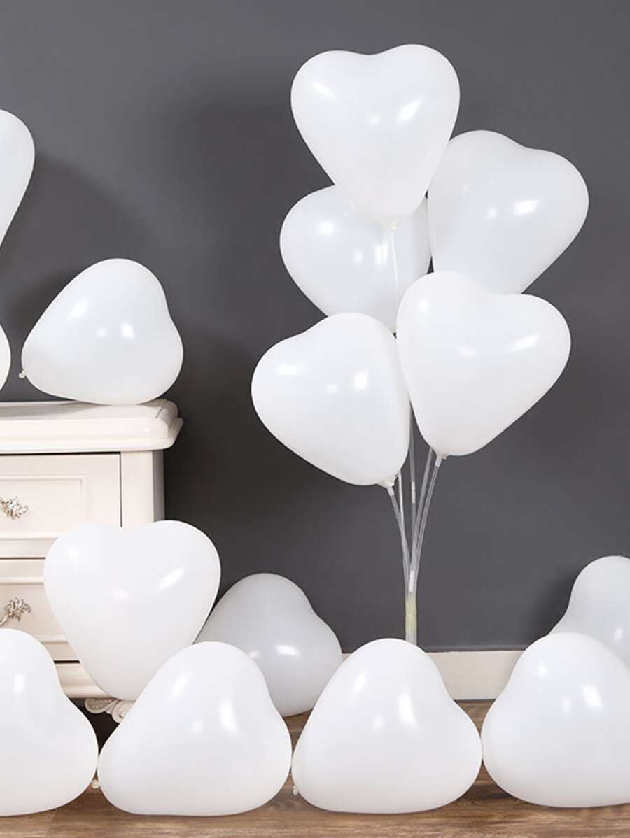 10 cái 10-inch Hình trái tim Trắng Bóng bay - trắng - Xem 1