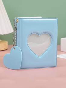 3英寸鏤空心相簿和心形吊墜 - 藍色 - 查看 1