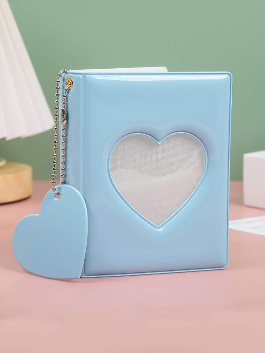 3英寸鏤空心相簿和心形吊墜 - 藍色 - 查看 1