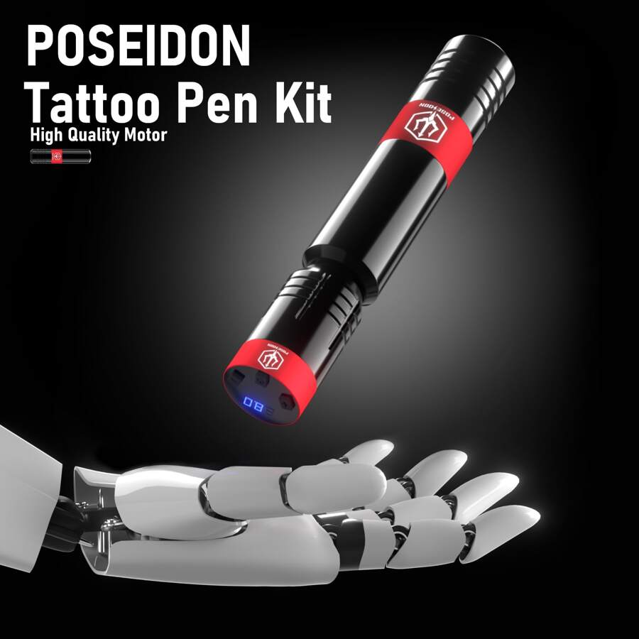 POSEIDON Tattoo Kit, POSEIDON Rotary Tattoo Pen Kit for Beginners
