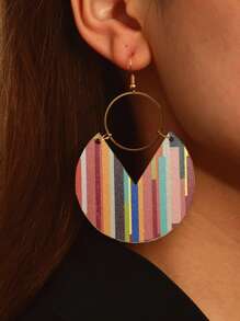 KWHY 1pair Fashion Wood Round Drop Earrings For Women For Gift Party