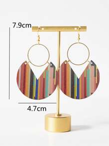 KWHY 1pair Fashion Wood Round Drop Earrings For Women For Gift Party