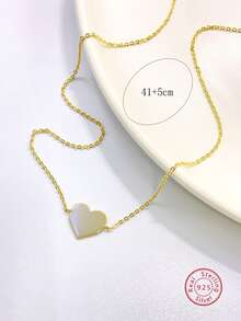 1入極簡風格多才多藝925純銀吊墜項鍊,適用於通勤,並適用於女士結婚週年紀念禮物,夏季