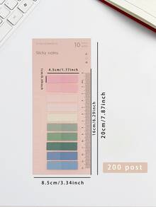 1套馬卡龍色便簽書籤自粘索引標籤便簽貼紙帶可寫頁 - 彩色 - 查看 4