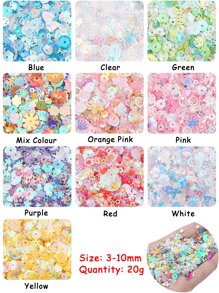 20克混合風格夢幻閃亮彩色閃光粉，適合DIY剪貼簿、刺繡和美甲裝飾 - 彩色 - 查看 3