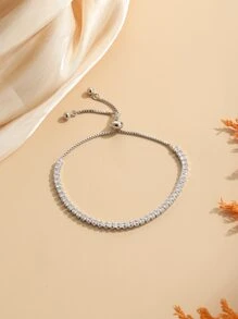 1 Thời Trang Đính Đá Cubic Zirconia Tối Giản Dây Chuyền Vòng Tay Nữ Cho Món Quà Trang Trí - Bạc - Xem 4