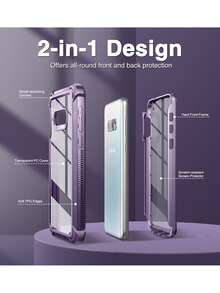 Dexnor Galaxy S10E Case with Built-in Screen Protector Clear Rugged Full Body Protective Shockproof Hard Back Defender Dual Layer Heavy Duty Bumper Cover Case for Samsung Galaxy S10E - Purple - View 2