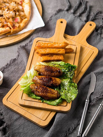 1pc Steak Split Plate Pizza Board Wooden Tray Baking Thickened Rectangular Home Creative Western Tableware Fruit Dessert Cake Tea Plate