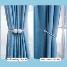 Set of 2 Magnetic Curtain Ties, Simple No-Punch Faux Pearl Curtain Magnetic Buckle Straps, Braided Rope Magnetic Buckle, Curtain Tie Buckle, For Fixing Curtains and Drapes - Grey - View 4
