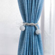 Set of 2 Magnetic Curtain Ties, Simple No-Punch Faux Pearl Curtain Magnetic Buckle Straps, Braided Rope Magnetic Buckle, Curtain Tie Buckle, For Fixing Curtains and Drapes - Grey - View 3