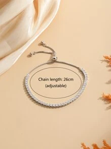 1 Thời Trang Đính Đá Cubic Zirconia Tối Giản Dây Chuyền Vòng Tay Nữ Cho Món Quà Trang Trí - Bạc - Xem 3