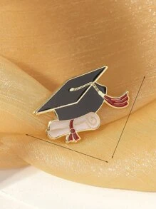 1pc Creative Alloy Painted Graduation Cap Shaped Brooch Pin - Perfect Gift For Graduation Season And Festivals - Multicolor - View 3