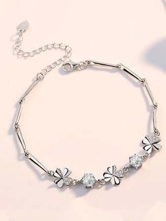 1入組方晶鋯石蝴蝶裝飾手鏈