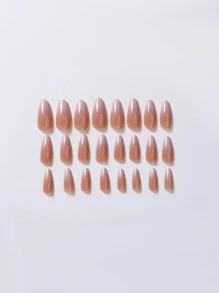 24入組杏仁形法式漸層假指甲，適用於日常外出和約會，隨附果凍膠和1支指甲修整文件，壓著式指甲，美甲用品 - 彩色 - 查看 4