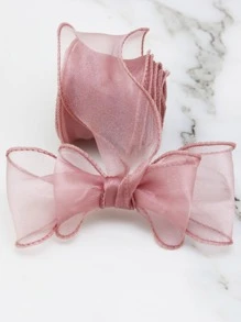 (5 码/卷) 5.5 厘米波浪丝绸欧根纱丝带蝴蝶结材料丝带发饰礼品包装装饰花边，圣诞节