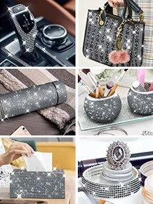 1-3 rotoli di adesivi in strass di cristallo autoadesivi, con strass da 2mm, usato per arte e artigianato, attività fai-da-te, decorazione per auto e telefono, vasi, torte di nozze, scintillante