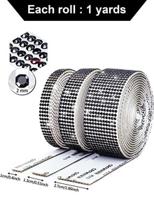 1-3 rotoli di adesivi in strass di cristallo autoadesivi, con strass da 2mm, usato per arte e artigianato, attività fai-da-te, decorazione per auto e telefono, vasi, torte di nozze, scintillante