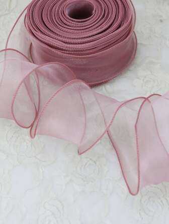 (5 码/卷) 5.5 厘米波浪丝绸欧根纱丝带蝴蝶结材料丝带发饰礼品包装装饰花边，圣诞节