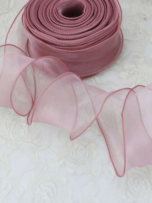 (5 Yards/Roll) 5.5cm Wavy Silk Organza Ribbon Bowknot Material Ribbon Hair Adornment Gift Packaging Decorative Lace, Christmas