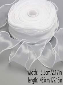(5 yards/rouleau) Ruban en organza de soie ondulé de 5,5 cm, matériel de nœud papillon, ruban pour parure de cheveux, emballage cadeau, dentelle décorative pour la Saint-Valentin