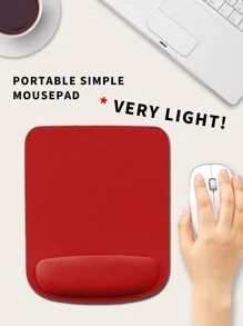 1pc Plain Mouse Pad With Wrist Rest - Red - View 1
