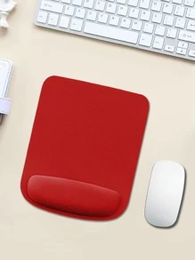 1pc Plain Mouse Pad With Wrist Rest - Red - View 2