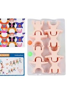 16入組兒童塑料積木玩具平衡積木遊戲，桌面親子互動拼圖平衡積木高度 - 彩色 - 查看 10