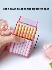1入組透明香煙盒適用於20支特大號香煙，帶按壓和開蓋，防潮防壓 - 粉色 - 查看 7