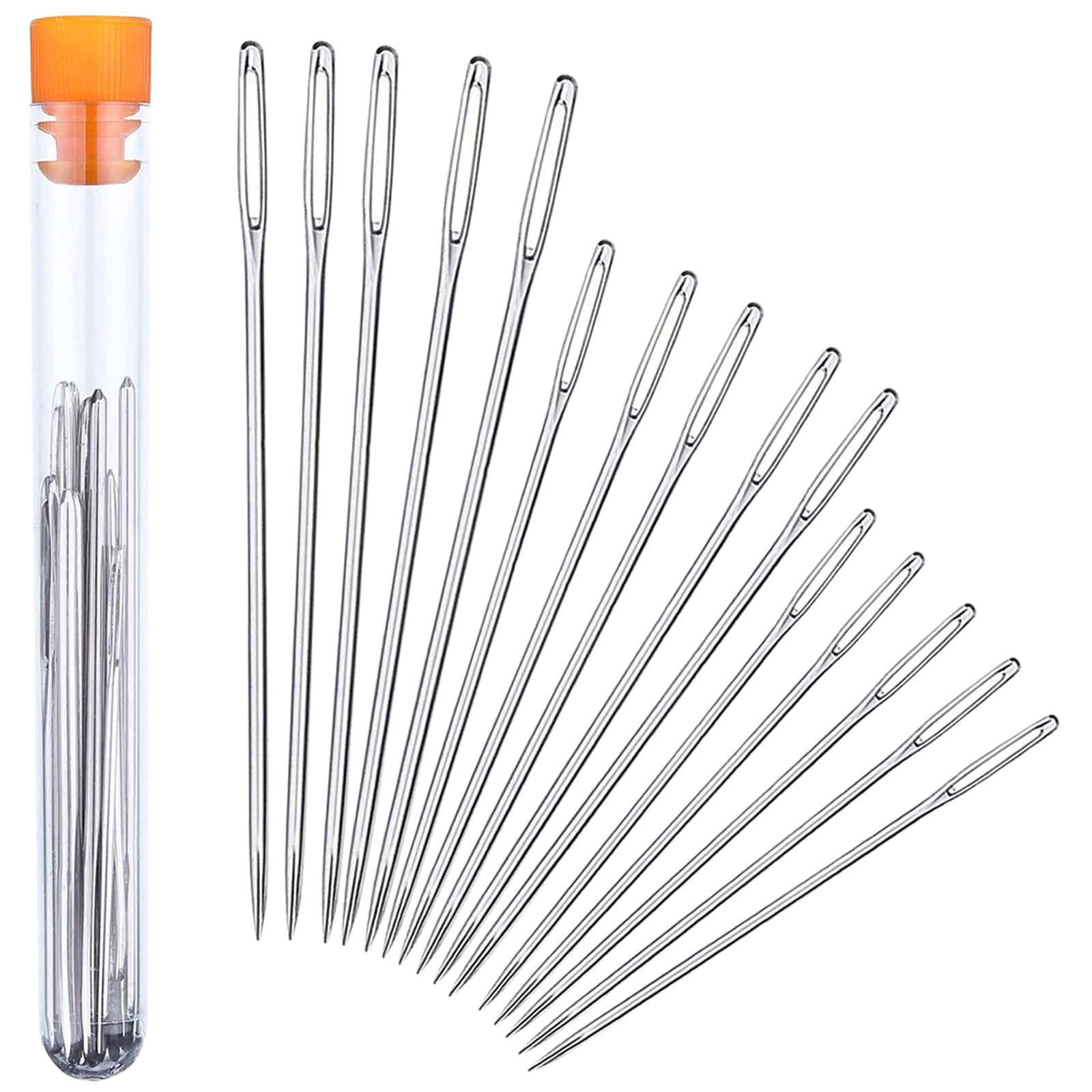 15Pcs Large Eye Blunt Needles Hand Sewing Needles Yarn Knitting Stitching Needles Embroidery Needles Darning Needles for Wool - Silver - View 1