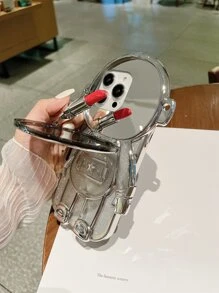 1pc Electroplated Astronaut-Shaped Phone Case With Cosmetic Mirror, Glitter, Kickstand, Fits For IPhone 11/11 Pro Max/12/12 Pro/12 Pro Max/13/13 Pro/13 Pro Max/14/14 Pro/14 Pro Max/15/15 Pro/15 Pro Max/15 Plus. The Electroplated Effect Displays Differently Under Various Lighting Conditions.
