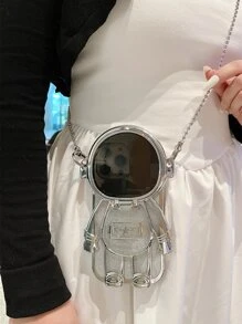 1pc Electroplated Astronaut-Shaped Phone Case With Cosmetic Mirror, Glitter, Kickstand, Fits For IPhone 11/11 Pro Max/12/12 Pro/12 Pro Max/13/13 Pro/13 Pro Max/14/14 Pro/14 Pro Max/15/15 Pro/15 Pro Max/15 Plus. The Electroplated Effect Displays Differently Under Various Lighting Conditions.