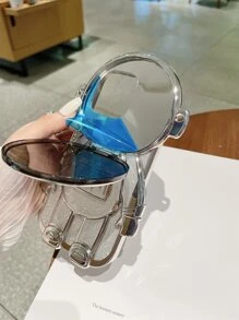 1pc Electroplated Astronaut-Shaped Phone Case With Cosmetic Mirror, Glitter, Kickstand, Fits For IPhone 11/11 Pro Max/12/12 Pro/12 Pro Max/13/13 Pro/13 Pro Max/14/14 Pro/14 Pro Max/15/15 Pro/15 Pro Max/15 Plus. The Electroplated Effect Displays Differently Under Various Lighting Conditions.