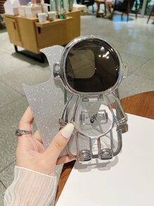 1pc Electroplated Astronaut-Shaped Phone Case With Cosmetic Mirror, Glitter, Kickstand, Fits For IPhone 11/11 Pro Max/12/12 Pro/12 Pro Max/13/13 Pro/13 Pro Max/14/14 Pro/14 Pro Max/15/15 Pro/15 Pro Max/15 Plus. The Electroplated Effect Displays Differently Under Various Lighting Conditions.
