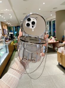 1pc Electroplated Astronaut-Shaped Phone Case With Cosmetic Mirror, Glitter, Kickstand, Fits For IPhone 11/11 Pro Max/12/12 Pro/12 Pro Max/13/13 Pro/13 Pro Max/14/14 Pro/14 Pro Max/15/15 Pro/15 Pro Max/15 Plus. The Electroplated Effect Displays Differently Under Various Lighting Conditions.