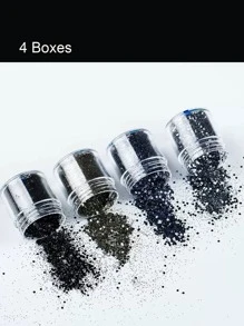 指甲用黑色大块闪粉，4 瓶 4 色大块面部闪粉全息头发树脂工艺闪粉化妆品 10g 罐装闪粉 DIY 指甲饰品指甲宝石指甲用品 - 無色 - 查看 3