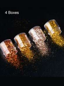 4瓶铜色粗闪粉，粗闪粉，面部亮片，全息发胶工艺亮片，化妆闪粉，DIY美甲饰品，美甲宝石，美甲用品 - 玫紅色 - 查看 2