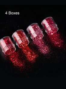 Red Chunky Glitter For Nails, 4Bottles 4Colors Chunky Face Glitter Holographic Hair Resin Craft Glitter Cosmetic Glitter DIY Nail Charms Nail Gems Nail Supplies
