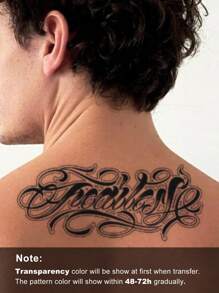 Etiqueta engomada del tatuaje, 1 hoja de tatuajes temporales gráficos de letras para mujeres, pegatinas de tatuajes para adultos, gráficos de letras de tatuajes realistas, para mujeres y niñas,tatuajes maquina para tatuar tatuajes falsos - Negro - Ver 3