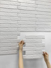 COMMOMY 1/10 件 3D 仿砖剥离粘贴墙板白色自粘厨房瓷砖后挡板加厚设计农舍墙贴防水耐热浴室客厅卧室装饰墙室内墙面装饰 - 白色 - 查看 1