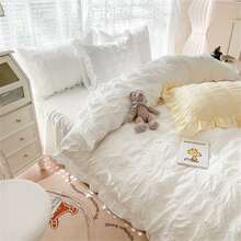1set White Lace Trimmed Bedding Set - White - View 8