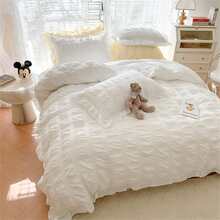 1set White Lace Trimmed Bedding Set - White - View 3