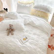 1set White Lace Trimmed Bedding Set - White - View 6