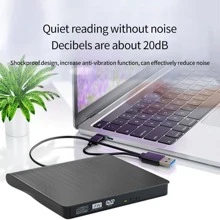 External CD DVD Drive, USB 3.0 & Type C DVD/CD ROM Burner, CD DVD +/-RW Optical Disk Drive Reader, Slim Portable Writer Player Compatible With Laptop Windows 11 10 PC Linux OS - Black - View 3