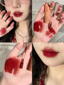 Cappuvini 水鏡子唇彩,保濕持久不粘杯子唇釉液體口紅 - 酒紅色 - 查看 2