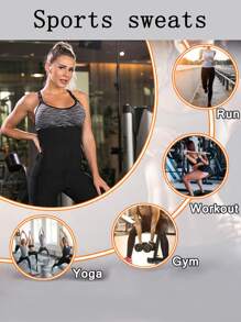 运动户外腰部训练器女士塑身器桑拿汗带腰部修剪器蓝色塑身衣腰部训练器紧身胸衣健身房配件腹部瘦身束腰带，腰带腹部瘦身束身衣 - 銀色 - 查看 4