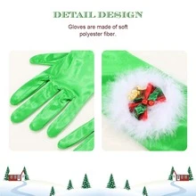 Victray Women's St. Patrick's Day Long Satin Gloves Elbow Opera Irish Gloves Bells Glove Party Dress Cosplay Gloves Costume - 綠色 - 查看 4