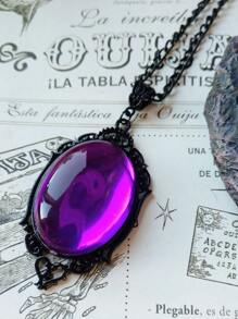 1 vòng cổ pha lê nhân tạo theo phong cách Gothic - Màu tím - Xem 2