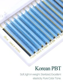 Individual Lashes Colorful Eyelash Red Blue Purple Yellow White Green Pink Minimalist Modern Daily Faux Mink Eyelashes Long Lasting Eyelashes 0.07 MM C CC D Curl 16 Rows 8-15MM For Women For Professionals - Baby Blue - View 7