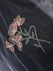 1pc Summer Style Colorful Flower Embroidery Elegant Mid-Length Wedding Veil Fall Clothes For Women - Multicolor - View 9